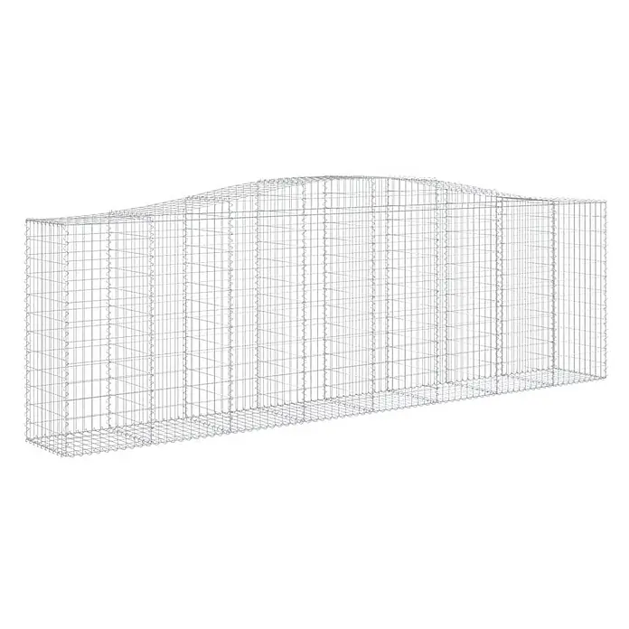 Furnicato Gabione - 50 x 400 x 140 cm, Metall, Maschenbreite: 50 mm, Maschenhöhe: 100 mm - Silberner Gabionenkorb aus Drahtgeflecht mit geschwungener Oberseite, zum Befüllen mit Steinen.