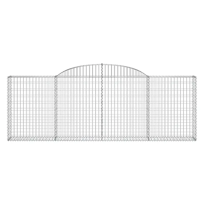 Furnicato Gabione - 30 x 300 x 120 cm, Metall, Maschenbreite: 50 mm, Maschenhöhe: 100 mm - Gabionenwand aus silbernem Drahtgeflecht mit mittig gewölbtem Oberteil, für Landschafts- und Gartenbau.