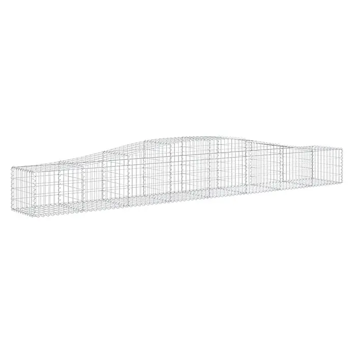 Furnicato Gabione - 50 x 400 x 60 cm, Metall, Maschenbreite: 50 mm, Maschenhöhe: 100 mm - Langer, silberner Gabionenkorb aus verzinktem Drahtgeflecht mit gewellter Oberseite für Landschaftsbau und Stützmauern.