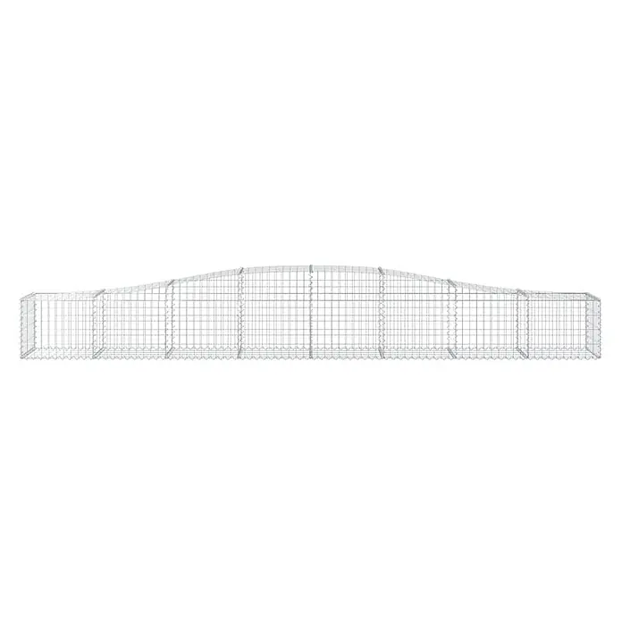 Furnicato Gabione - 50 x 400 x 60 cm, Metall, Maschenbreite: 50 mm, Maschenhöhe: 100 mm - Grauer Gabionenkorb aus Metallgitter mit rechteckiger Basis und gewölbter Oberseite.