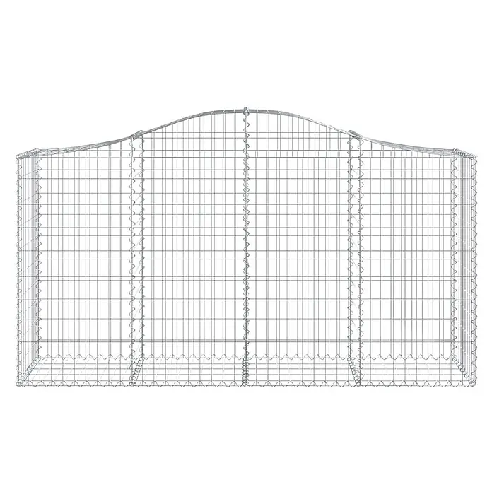 Furnicato Gabione - 50 x 200 x 120 cm, Metall, Maschenbreite: 50 mm, Maschenhöhe: 100 mm - Gabionenkorb aus silbernem Drahtgeflecht mit rechteckiger Basis und gebogener Oberseite.