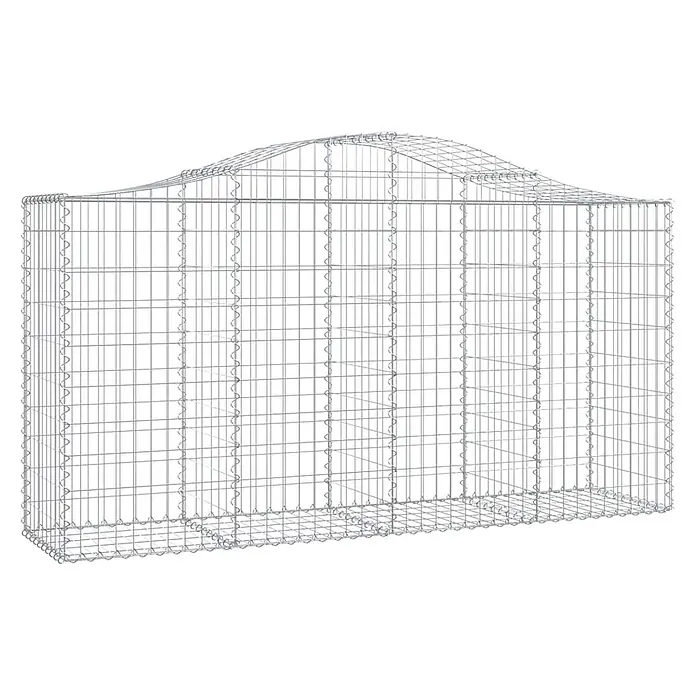Furnicato Gabione - 50 x 200 x 120 cm, Metall, Maschenbreite: 50 mm, Maschenhöhe: 100 mm - Leerer Gabionenkorb aus silbernem Drahtgeflecht mit gewölbter Oberseite für die Landschaftsgestaltung.