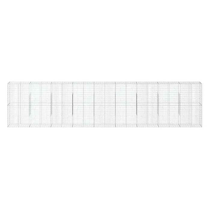 Furnicato Gabione - 900 x 50 x 200 cm, Metall, Maschenbreite: 50 mm, Maschenhöhe: 100 mm - Weißes Drahtgittergehege mit vertikalen Trennwänden.