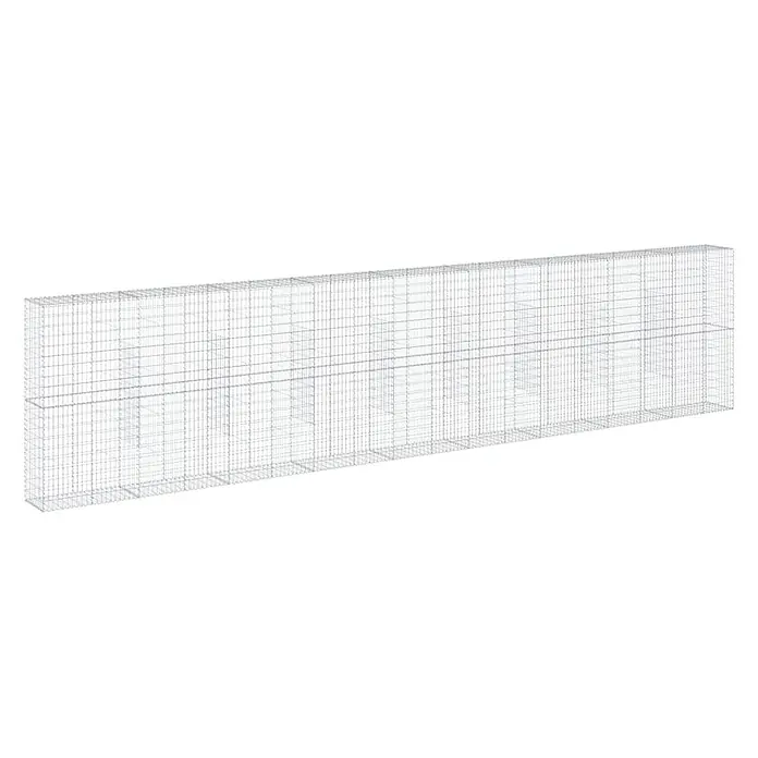 Furnicato Gabione - 900 x 50 x 200 cm, Metall, Maschenbreite: 50 mm, Maschenhöhe: 100 mm - Langer, rechteckiger hellgrauer Drahtgitter-Gabionenkorb für Stützmauern oder Landschaftsbau.