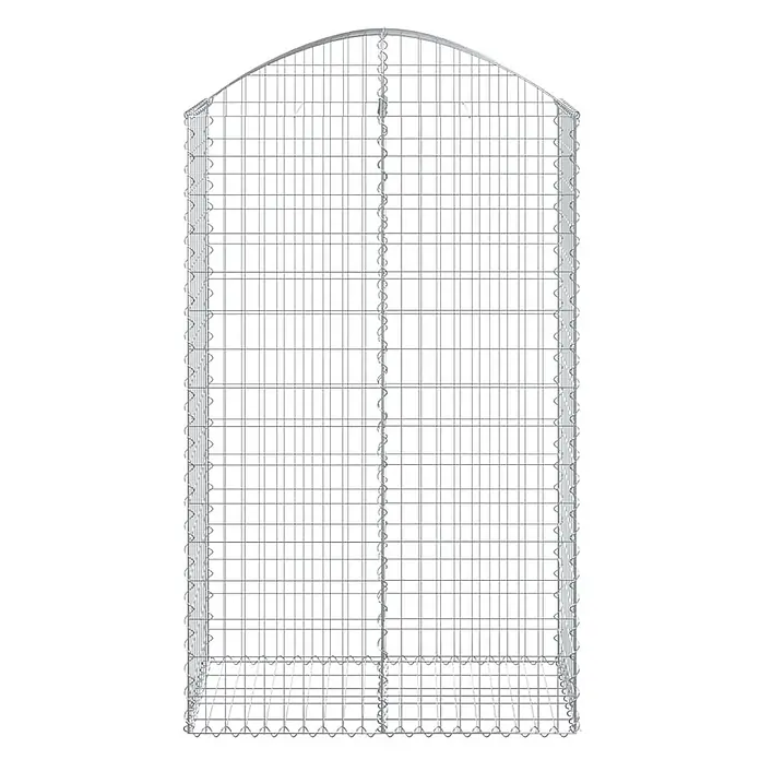 Furnicato Gabione - 50 x 100 x 180 cm, Metall, Maschenbreite: 50 mm, Maschenhöhe: 100 mm - Silberner Drahtgitter-Gabionenkorb mit gewölbter Oberseite, zum Befüllen mit Steinen.