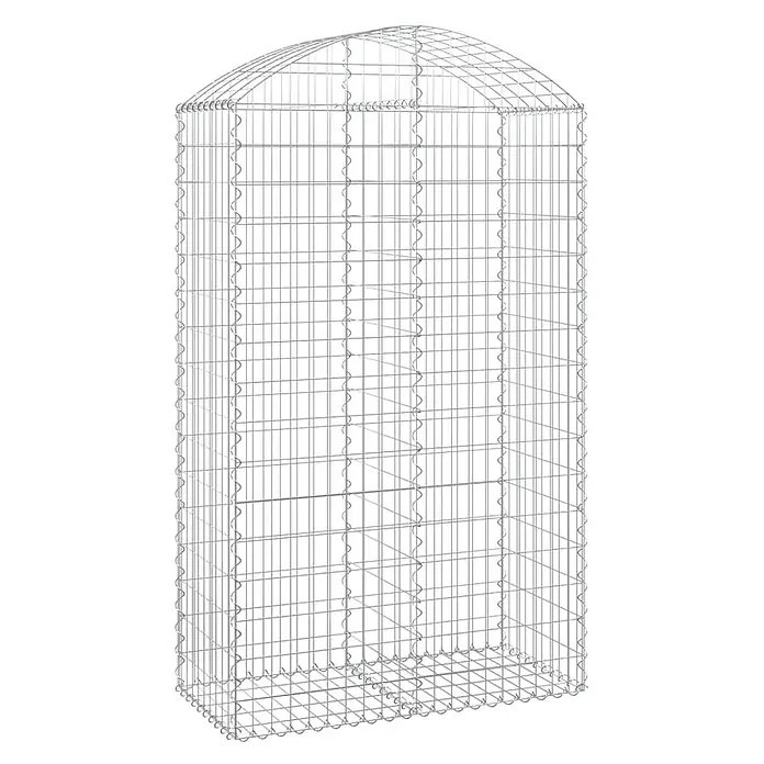 Furnicato Gabione - 50 x 100 x 180 cm, Metall, Maschenbreite: 50 mm, Maschenhöhe: 100 mm - Gabionenkäfig aus silbernem Drahtgeflecht mit rechteckigem Boden und abgerundeter Oberseite, zum Befüllen mit Steinen.