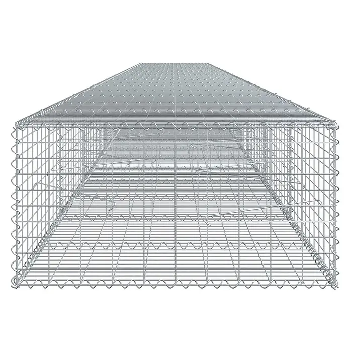 Furnicato Gabione - 1.000 x 100 x 50 cm, Metall, Maschenbreite: 50 mm, Maschenhöhe: 100 mm - Leerer, rechteckiger Gabionenkorb aus Drahtgeflecht, silberfarben, zum Befüllen mit Steinen.