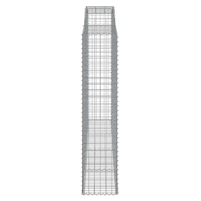 Furnicato Gabione - 50 x 300 x 240 cm, Metall, Maschenbreite: 50 mm, Maschenhöhe: 100 mm - Hoher, rechteckiger Gabionenkorb aus silbernem Drahtgeflecht.