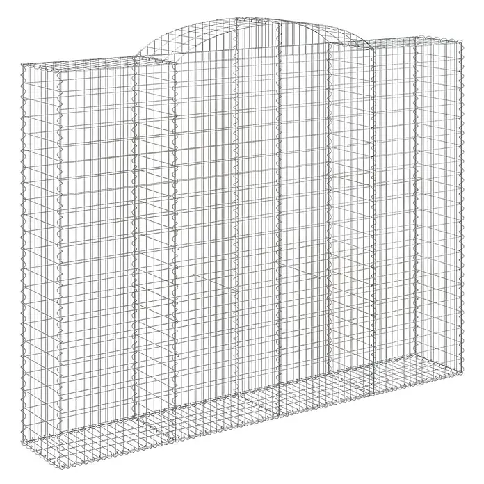 Furnicato Gabione - 50 x 300 x 240 cm, Metall, Maschenbreite: 50 mm, Maschenhöhe: 100 mm - Metall-Gabionenwand mit gewölbter Oberseite aus silbernem Drahtgeflecht für Garten- oder Stützmauern.