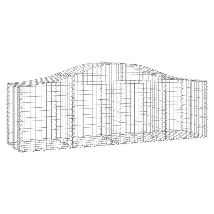 Furnicato Gabione - 80 x 200 x 50 cm, Metall, Maschenbreite: 50 mm, Maschenhöhe: 100 mm - Drahtgitter-Gabionenkorb mit geschwungener Oberseite aus silberfarbenem Metall.