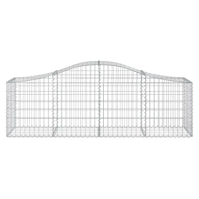 Furnicato Gabione - 50 x 200 x 80 cm, Metall, Maschenbreite: 50 mm, Maschenhöhe: 100 mm - Grauer Drahtgeflecht-Gabionenkorb mit gewölbter, geschwungener Oberseite.