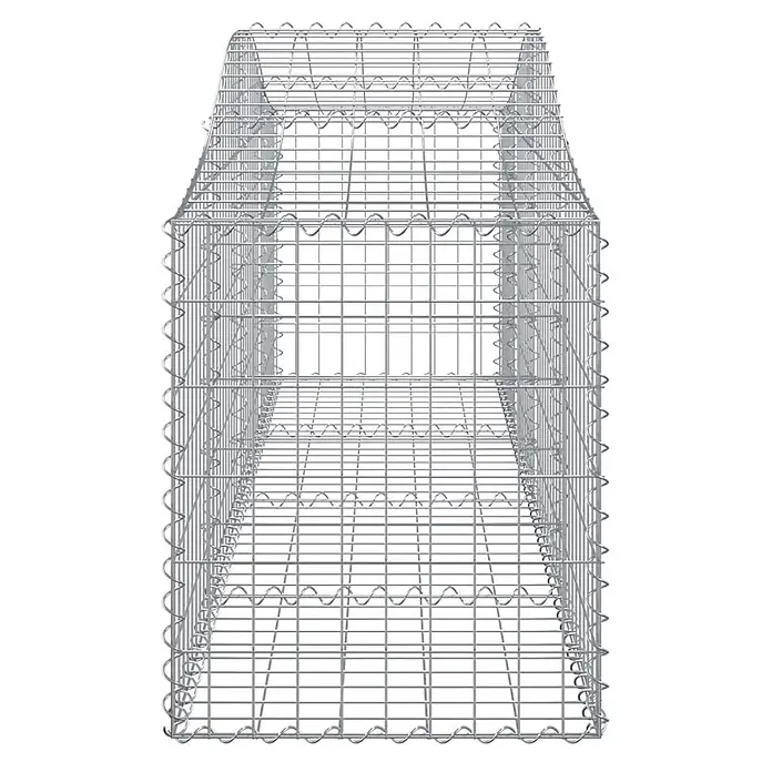 Furnicato Gabione - 80 x 200 x 50 cm, Metall, Maschenbreite: 50 mm, Maschenhöhe: 100 mm - Leerer, silberner Drahtgitter-Gabionenkorb mit welligen Kanten.