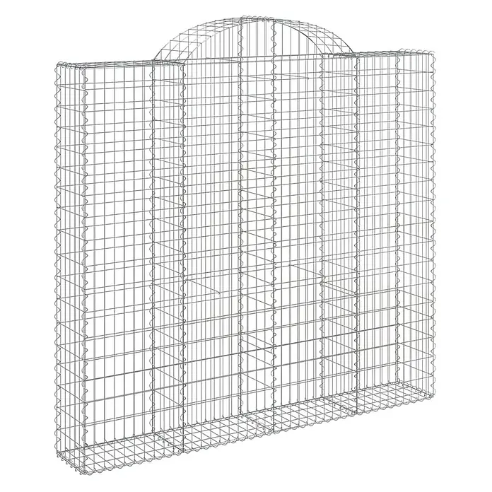 Furnicato Gabione - 200 x 200 x 30 cm, Metall, Maschenbreite: 50 mm, Maschenhöhe: 100 mm - Gabione aus silbernem Drahtgeflecht, rechteckig mit gewölbter Oberseite, zur Steinbefüllung.