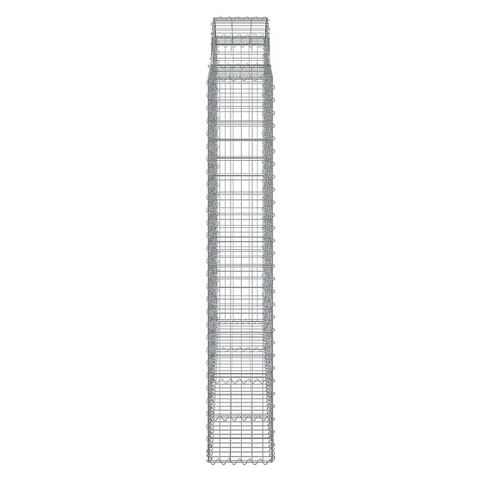 Furnicato Gabione - 200 x 200 x 30 cm, Metall, Maschenbreite: 50 mm, Maschenhöhe: 100 mm - Leerer, rechteckiger Gabionenkorb aus silbernem Drahtgeflecht, bereit zum Befüllen.