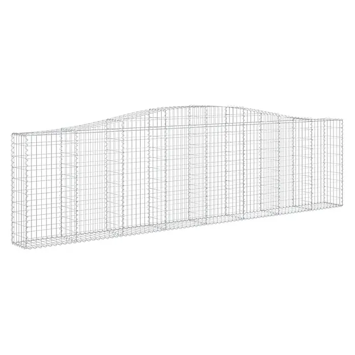Furnicato Gabione - 30 x 400 x 120 cm, Metall, Maschenbreite: 50 mm, Maschenhöhe: 100 mm - Silberner Drahtgitter-Gabionenkorb mit gewölbter Oberseite und internen Fächern zum Befüllen.