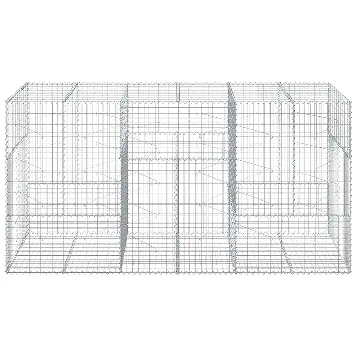 Furnicato Gabione - 300 x 100 x 150 cm, Metall, Maschenbreite: 50 mm, Maschenhöhe: 100 mm - Rechteckiger Gabionenkorb aus silbernem Drahtgeflecht mit Trennwänden für Landschaftsbau oder Bauwesen.