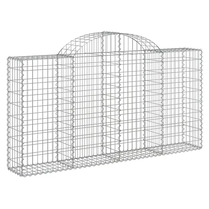 Furnicato Gabione - 120 x 200 x 30 cm, Metall, Maschenbreite: 50 mm, Maschenhöhe: 100 mm - Silbernes Gabionenkörbe aus verzinktem Drahtgeflecht mit gewölbtem Oberteil, bereit zum Befüllen für Mauern oder Landschaftsgestaltung.