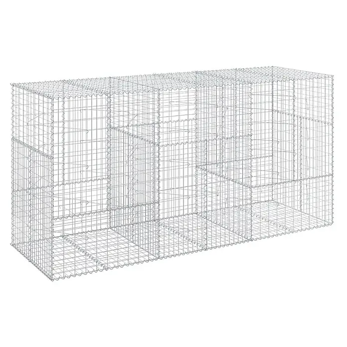 Furnicato Gabione - 300 x 100 x 150 cm, Metall, Maschenbreite: 50 mm, Maschenhöhe: 100 mm - Rechteckiger Gabionenkorb aus verzinktem Stahldraht mit Innenunterteilungen.