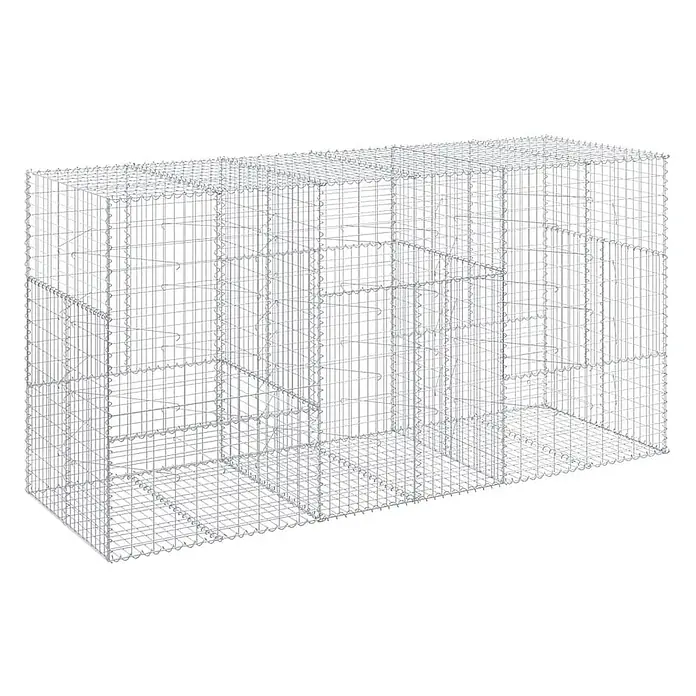 Furnicato Gabione - 300 x 100 x 150 cm, Metall, Maschenbreite: 50 mm, Maschenhöhe: 100 mm - Rechteckiger Gabionenkorb aus silbernem Metalldraht, leer und bereit zur Befüllung mit Steinen.