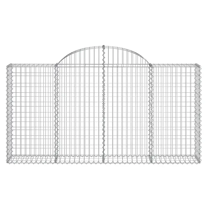 Furnicato Gabione - 120 x 200 x 30 cm, Metall, Maschenbreite: 50 mm, Maschenhöhe: 100 mm - Silberfarbener Drahtgeflecht-Gabionenkorb mit rechteckigem Boden und gewölbter Oberseite.