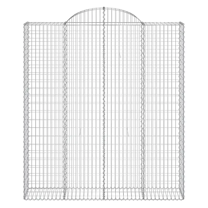 Furnicato Gabione - 50 x 200 x 240 cm, Metall, Maschenbreite: 50 mm, Maschenhöhe: 100 mm - Silberner Drahtgitter-Gabionenkorb mit gewölbter Oberseite und Innenfächern, bereit zum Befüllen.