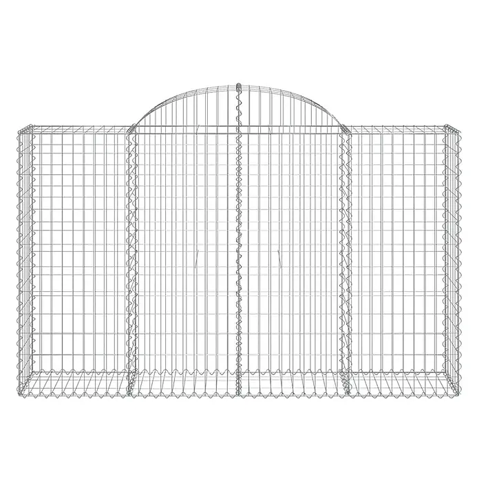 Furnicato Gabione - 50 x 200 x 140 cm, Metall, Maschenbreite: 50 mm, Maschenhöhe: 100 mm - Silberfarbener Gabionenkorb aus Metalldraht mit gewölbter Oberseite, zum Befüllen mit Steinen.