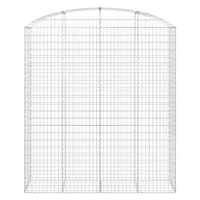 Furnicato Gabione - 240 x 200 x 50 cm, Metall, Maschenbreite: 50 mm, Maschenhöhe: 100 mm - Gabionenkorb aus silbernem Drahtgeflecht mit gewölbter Oberseite, bereit zum Befüllen für Gartengestaltung oder Stützmauer.
