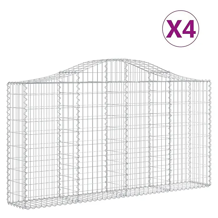 Furnicato Gabione - 30 x 200 x 120 cm, Metall, Maschenbreite: 50 mm, Maschenhöhe: 100 mm - Silberner Drahtgitter-Gabionenkorb mit gewellter Oberseite.