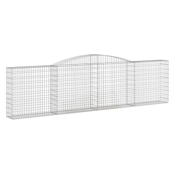 Furnicato Gabione - 120 x 400 x 30 cm, Metall, Maschenbreite: 50 mm, Maschenhöhe: 100 mm - Gabione aus verzinktem Drahtgitter in Silber, mit zentraler Bogenform, für Stützmauern oder Landschaftsgestaltung.
