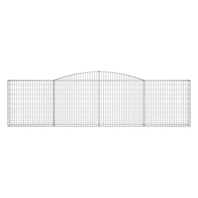Furnicato Gabione - 120 x 400 x 30 cm, Metall, Maschenbreite: 50 mm, Maschenhöhe: 100 mm - Silbernes Drahtgeflecht-Gabion, rechteckig mit mittigem Bogenaufsatz.