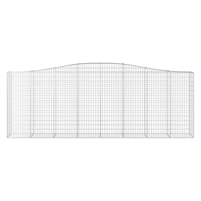 Furnicato Gabione - 50 x 400 x 160 cm, Metall, Maschenbreite: 50 mm, Maschenhöhe: 100 mm - Silberner Drahtgitter-Gabionenkorb mit gewölbter Oberseite, bereit zum Befüllen mit Steinen.