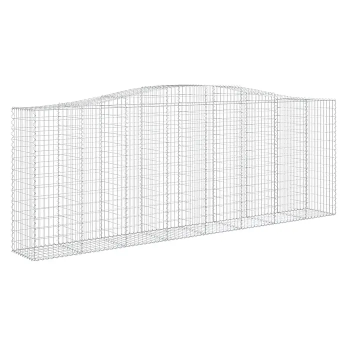 Furnicato Gabione - 50 x 400 x 160 cm, Metall, Maschenbreite: 50 mm, Maschenhöhe: 100 mm - Silberner Drahtgeflecht-Gabionenkäfig mit gewölbter Oberkante für Stützmauern oder Landschaftsgestaltung.