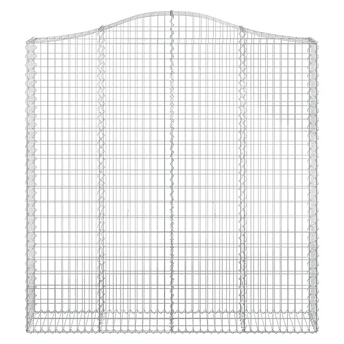 Furnicato Gabione - 30 x 200 x 220 cm, Metall, Maschenbreite: 50 mm, Maschenhöhe: 100 mm - Hellgrauer Gabion aus verzinktem Drahtgeflecht mit gewölbter Oberseite, bereit zur Steinbefüllung.