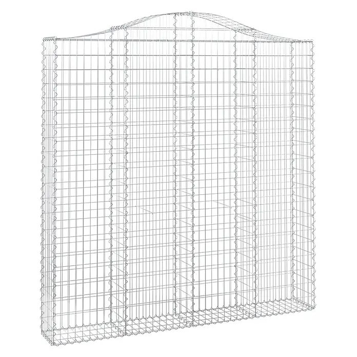 Furnicato Gabione - 30 x 200 x 220 cm, Metall, Maschenbreite: 50 mm, Maschenhöhe: 100 mm - Silberner Drahtgitter-Gabionenkorb mit gewölbter Oberseite, bereit zum Befüllen.