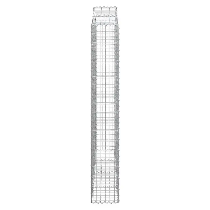 Furnicato Gabione - 30 x 200 x 220 cm, Metall, Maschenbreite: 50 mm, Maschenhöhe: 100 mm - Hoher, silberner Gabionenkorb aus Metallgeflecht für die Gartengestaltung.