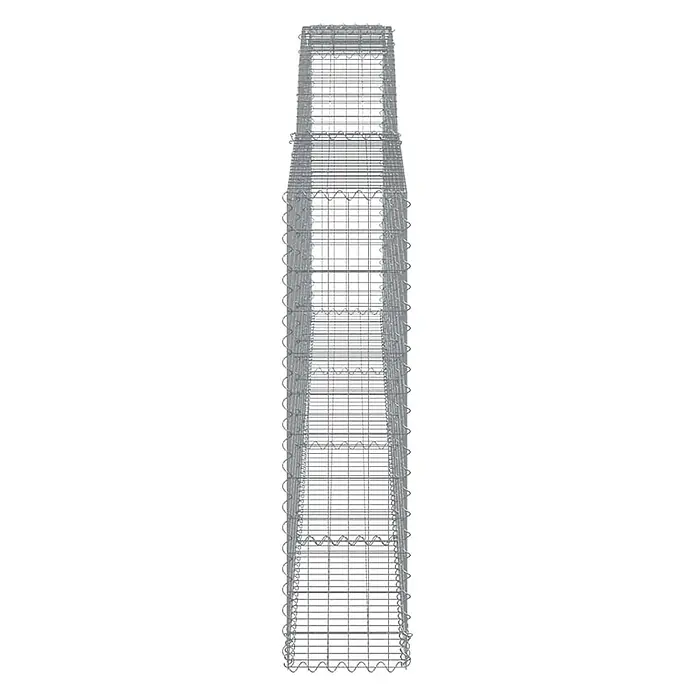 Furnicato Gabione - 140 x 400 x 30 cm, Metall, Maschenbreite: 50 mm, Maschenhöhe: 100 mm - Hohe, rechteckige silbergraue Metallgitterstruktur mit gewellten Seiten, für Stützen oder Einschließungen.