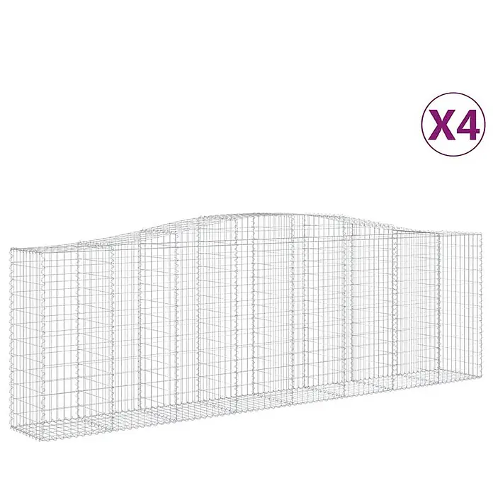 Furnicato Gabione - 50 x 400 x 140 cm, Metall, Maschenbreite: 50 mm, Maschenhöhe: 100 mm - Geschwungener silbergrauer Drahtgitter-Gabionenkorb.