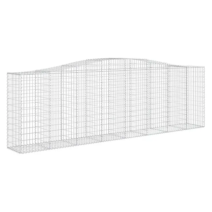Furnicato Gabione - 50 x 400 x 140 cm, Metall, Maschenbreite: 50 mm, Maschenhöhe: 100 mm - Leerer, silberner Drahtgitter-Gabionenkorb mit gewölbter Oberseite für Landschafts- oder Stützmauern.
