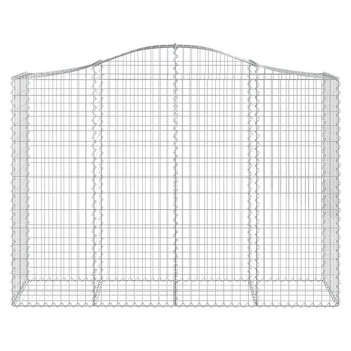 Furnicato Gabione - 50 x 200 x 160 cm, Metall, Maschenbreite: 50 mm, Maschenhöhe: 100 mm - Leerer, silberner Drahtgeflecht-Gabionenkorb mit gebogener Oberkante, bereit zum Befüllen.