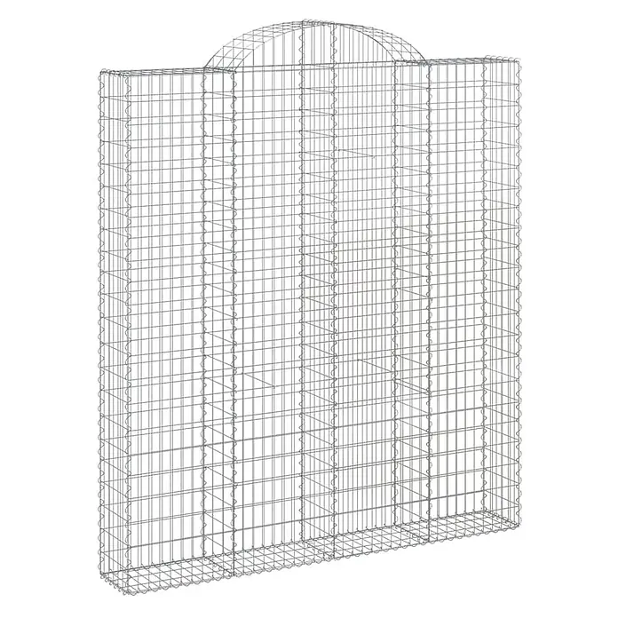 Furnicato Gabione - 240 x 200 x 30 cm, Metall, Maschenbreite: 50 mm, Maschenhöhe: 100 mm - Silberner Drahtgeflecht-Gabionenkorb mit gewölbter Oberseite, für Gartenmauern oder Zäune.