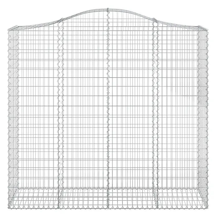 Furnicato Gabione - 50 x 200 x 200 cm, Metall, Maschenbreite: 50 mm, Maschenhöhe: 100 mm - Gabionenkorb aus silbernem Drahtgeflecht mit geschwungener Oberkante.