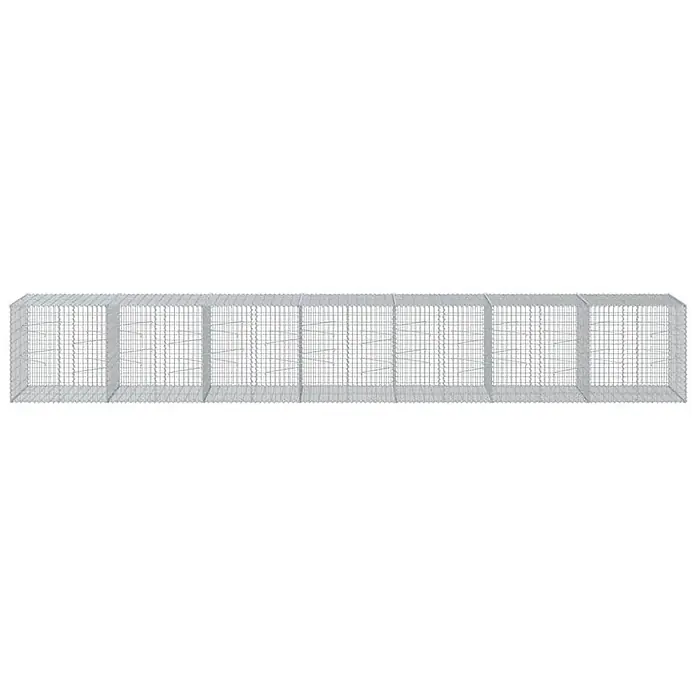 Furnicato Gabione - 700 x 100 x 100 cm, Metall, Maschenbreite: 50 mm, Maschenhöhe: 100 mm - Eine lange Reihe verbundener rechteckiger Gabionenkörbe aus verzinktem Drahtgeflecht.