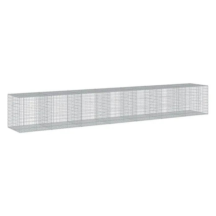 Furnicato Gabione - 700 x 100 x 100 cm, Metall, Maschenbreite: 50 mm, Maschenhöhe: 100 mm - Langer, rechteckiger Gabionenkorb aus verzinktem Drahtgeflecht, mit Innenunterteilungen.