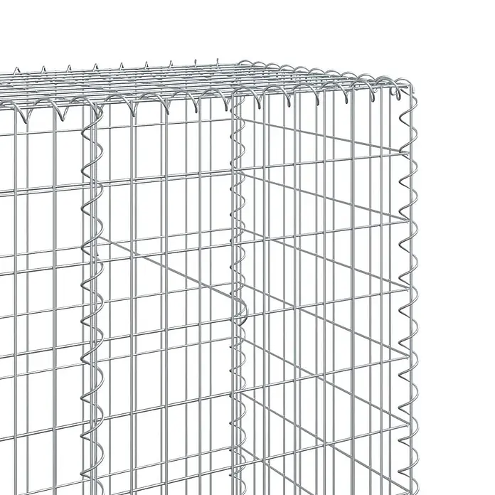 Furnicato Gabione - 500 x 50 x 200 cm, Metall, Maschenbreite: 50 mm, Maschenhöhe: 100 mm - Leerer Gabionenkorb aus silbernem Drahtgeflecht.