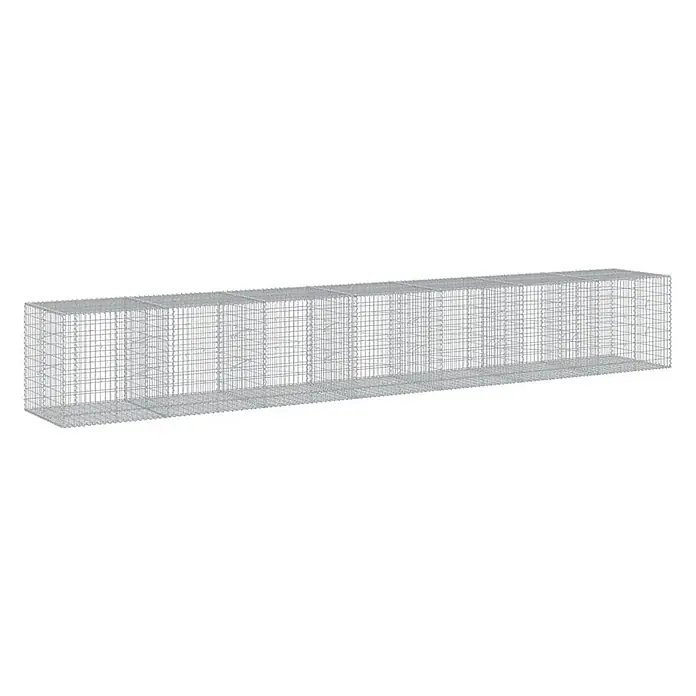 Furnicato Gabione - 700 x 100 x 100 cm, Metall, Maschenbreite: 50 mm, Maschenhöhe: 100 mm - Langer rechteckiger Gabionenkorb aus grauem Drahtgeflecht.