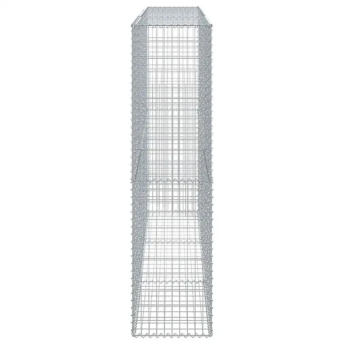 Furnicato Gabione - 300 x 50 x 200 cm, Metall, Maschenbreite: 50 mm, Maschenhöhe: 100 mm - Hoher, rechteckiger Gabionenkorb aus silbernem Metallgeflecht, bereit zur Steinbefüllung.