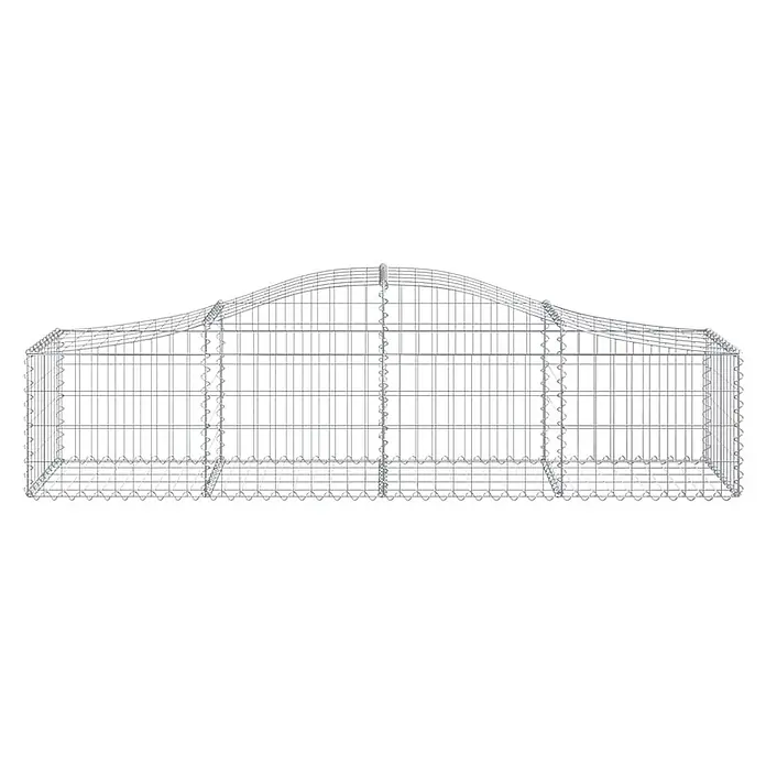 Furnicato Gabione - 60 x 200 x 50 cm, Metall, Maschenbreite: 50 mm, Maschenhöhe: 100 mm - Silberner Drahtgitter-Gabion mit gewölbter, dekorativer Oberseite, für Landschaftsgestaltung oder Stützmauern.