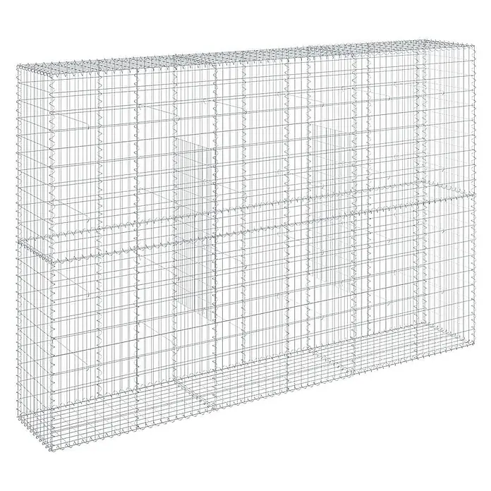 Furnicato Gabione - 300 x 50 x 200 cm, Metall, Maschenbreite: 50 mm, Maschenhöhe: 100 mm - Gabionenkorb aus silbernem Drahtgeflecht zum Befüllen mit Steinen für Mauern oder Landschaftsgestaltung.