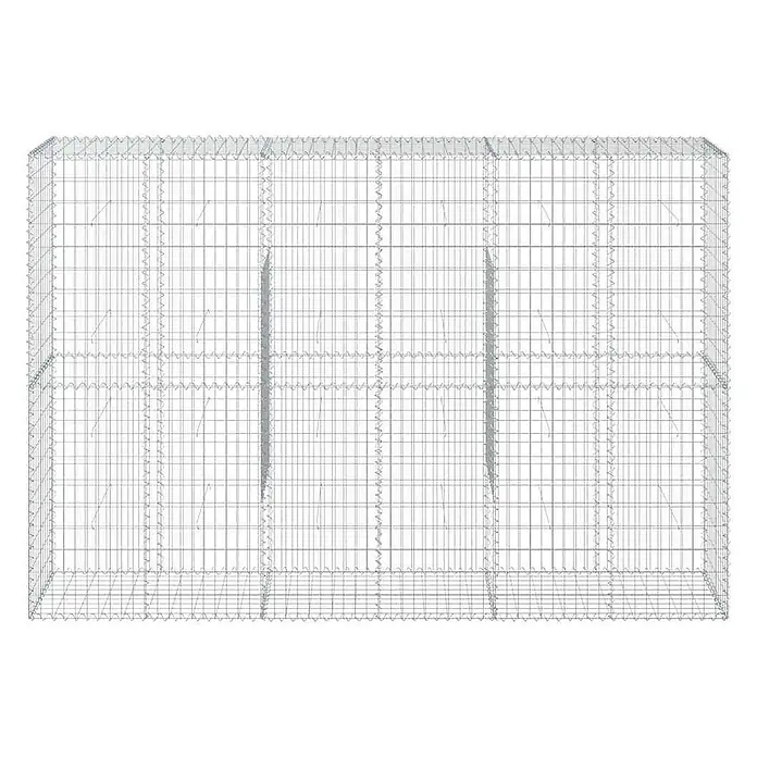 Furnicato Gabione - 300 x 50 x 200 cm, Metall, Maschenbreite: 50 mm, Maschenhöhe: 100 mm - Rechteckiger Drahtgitter-Gabionenkorb mit Innenunterteilungen.