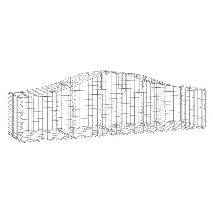 Furnicato Gabione - 60 x 200 x 50 cm, Metall, Maschenbreite: 50 mm, Maschenhöhe: 100 mm - Grauer Drahtgitter-Gabionenkorb mit wellenförmiger Oberseite, für Stützmauern oder dekorative Landschaftsgestaltung.